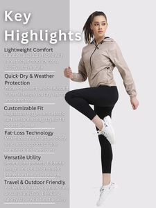 OEM Custom Womens Hooded Waterproof Windbreaker <b>Jacket</b> Sweat-Enhancing Lightweight Eco-Friendly Memory Fabric Gym <b>Workout</b> - Product Image 6