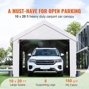 Tettoia per Auto 10x20ft Resistente con Finestre e Porte Ventilate, Garage Esterno con Pareti Laterali Rimovibili, Struttura Singola in Polietilene - Product Image 2