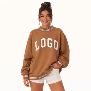 Custom Logo <b>Women's</b> Soft Cotton Mock Neck Streetwear Embroidered Jumper Fleece Oversized <b>Pullover</b> <b>Women</b> Mockneck Sweatshirt - Product Image 1