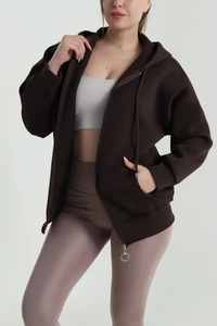 เสื้อฮู้ดซิป Ever Glow Plus Size สีเทาสำหรับฤดูใบไม้ร่วง กันน้ำ เป็นมิตรกับสิ่งแวดล้อม ผลิตจากผ้าฝ้ายผสมขนแกะ สีพื้น สไตล์ลำลอง ทรงปกติ - Product Image 5