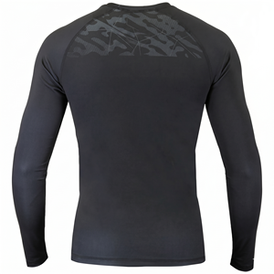 เสื้อแรชการ์ดแขนยาวสำหรับผู้ชาย ยี่ห้อ Askar Wear ลายพิมพ์ซับลิเมชั่น แห้งเร็ว สีดำ เทา ลายคาร์บอน พร้อมโลโก้ด้านหน้า - Product Image 3