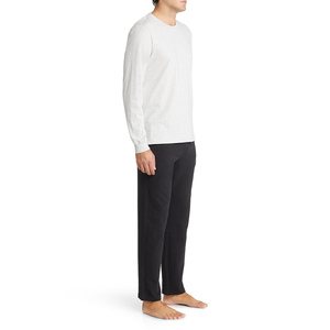 <b>Men</b> Knitted Long Sleeve <b>Pajama</b> <b>Set</b> Solid Color Cotton Sleepwear Casual Autumn Wear 2 Piece Nightwear <b>Set</b> - Product Image 2