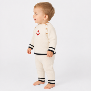 Conjuntos de Suéteres de Punto de Algodón 100% Personalizados para Bebés de <span class=keywords><strong>3</strong></span> <span class=keywords><strong>Meses</strong></span>, Suaves y Cómodos, de Dos Piezas - Product Image 2