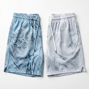 Fluid <b>Marble</b> <b>Mesh</b> Shorts | Teal Green and Soft Silver Gray Liquid Wave Printed Gym Shorts for Streetwear - Product Image 4