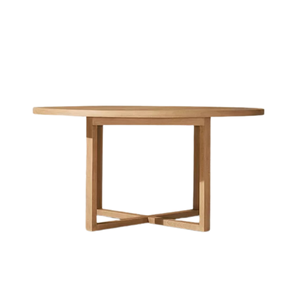 Minimalist Style <b>Outdoor</b> <b>Round</b> Dining <b>Table</b> Solid Teak Wood Modern Circular Design with Cross Base Durable Custom Furniture - Product Image 2