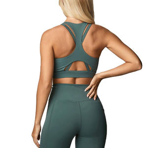 Sujetador deportivo de alto soporte para mujer, de un solo hombro, con estampado animal/leopardo, ecológico, elástico en cuatro direcciones, transpirable, tipo crop top, talla grande. - Product Image 5