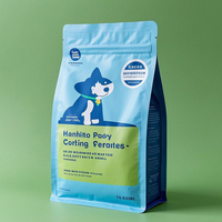 Sac à fond plat en aluminium personnalisé avec fermeture éclair pour aliments secs extrudés pour chiens et chats