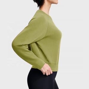 Jersey con estampado personalizado, ropa de calle, Logo bordado, sudadera de cuello redondo, sudadera recortada para Yoga, gimnasio, entrenamiento, sudadera para mujer - Product Image 3