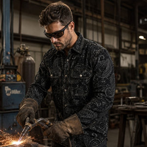 2027 <b>Men's</b> <b>Work</b> <b>Overalls</b> Western Fire Resistant FR Pearl Welding Shirt Workwear Working Shirt <b>for</b> <b>Men</b> - Product Image 6