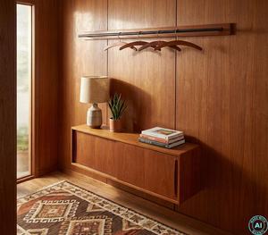 Porte-manteau décoratif en bois courbé, support minimaliste moderne pour rangement, idéal pour usage résidentiel, commercial et hôtelier - Product Image 5