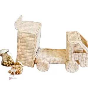 New Style Rattan Camper Van Rattan Toys Car Sustainable Eco Friendly Toy Kids Toddler Pretend Play Nursery Room Decoration