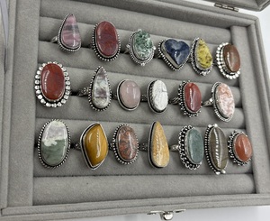 Premium 925 Sterling Silver Assorted Natural Stone <b>Rings</b> Wholesale Mixed Gemstone <b>Adjustable</b> <b>Ring</b> Collection - Product Image 3