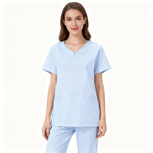 Women's Medical <b>Scrub</b> <b>Top</b> V Neck Short Sleeve Nursing Uniform Healthcare Workwear Hospital Nurse <b>Scrub</b> Shirt Pocket Comfortable - Product Image 3