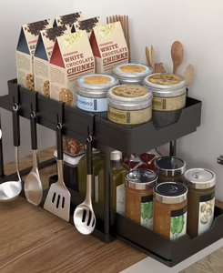 OEM/ODM Vietnam 2 Tier Adjustable Carbon Steel <b>Dish</b> <b>Rack</b> Cabinet Organizer Kitchen Bathroom Storage Shelf - Product Image 2