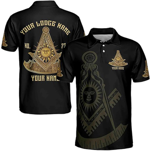 Polo homme sur mesure de haute qualité, personnalisé avec nom et numéro de loge 3D, motif soleil, manches courtes, en toile unie - Product Image 1