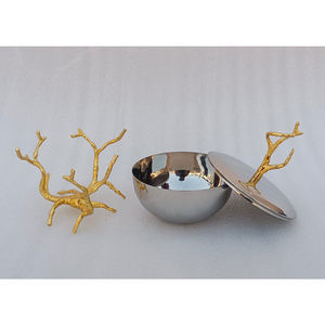 เตาเผาสแตนเลสพร้อมขาตั้งดอกไม้ทองเหลืองชุบทองสำหรับธูปมาบคารา ใช้สำหรับถ่านและพิธีกรรมทางศาสนา - Product Image 2