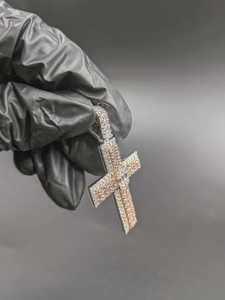 Pendentif Moissanite Bicolore en Argent Sterling 925, Bijou Religieux Croix Chrétienne, Cadeau de Baptême, Style Rappeur, Diamant Dvars - Product Image 4