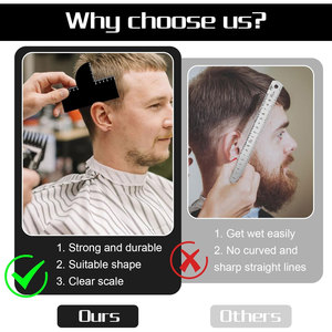 Tarjeta de mejora de línea capilar para barbería, herramienta de diseño en forma de T para barberos, con medidas, reutilizable - Product Image 5