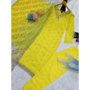 Ensemble de costume de soirée pour femmes de marque avec haut, pantalon et dupatta - Product Image 4