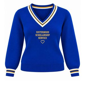 เสื้อสเวตเตอร์ถักไหมพรมคอวี แขนยาว ลายตัวอักษร ดีไซน์แถบตัดสีที่คอและปลายแขน สวมใส่สบาย สไตล์ลำลองแบบนักศึกษา สำหรับผู้หญิง - Product Image 1