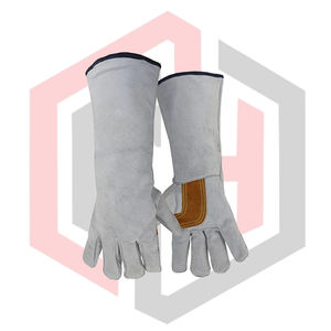 Guantes de Soldadura de Cuero Reforzado Gris, Guantes de Seguridad Industriales Resistentes para Bomberos, Antiestáticos y Transpirables - Product Image 3