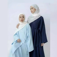 Traje Musulmán Eid de Dos Piezas para Mujer, Estilo Modesto, Chifón, Recto, Simple, Natural, Ecológico, Transpirable, Largo hasta el Suelo, 100% Algodón