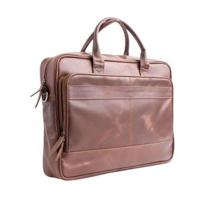 European Style Genuine <b>Leather</b> Laptop Bags Briefcase With Zipper Closure And Shoulder Strap Durable Design For Business Use - Product Image 2