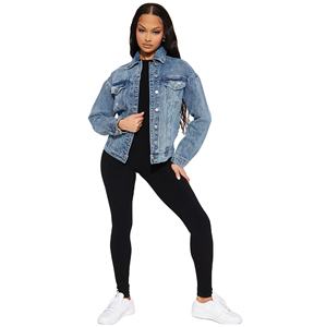 แจ็คเก็ตยีนส์ผู้หญิงสไตล์เรโทร แอซิดวอช ทรงโอเวอร์ไซส์ สตรีทแวร์ เสื้อคลุมยีนส์ - Product Image 2