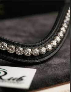 Diadema de Cuero Negro con Cristales de Lujo para Caballo |   Diadema Ecuestre Hecha a Mano |   Adornos de Pedrería Premium para Exhibición - Product Image 3