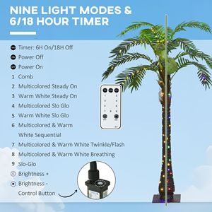 Outsunny 5 'palma tropicale illuminata 3 noci di cocco con LED 200 che cambia colore a distanza decorazione per festa in piscina interna/esterna - Product Image 6