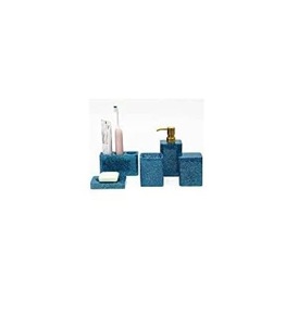 Juego de Baño Redondo Portátil Moderno de Tres Piezas de Resina Acrílica Azul Cielo de Lujo de ILAHI con Diseño Floral Uttar Pradesh - Product Image 2