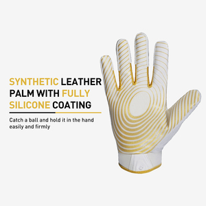 Guantes de fútbol americano deportivos de dedo completo, palma de cuero sintético con revestimiento de silicona, antideslizantes, unisex, para todas las estaciones - Product Image 6