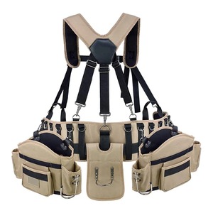 Heavy Duty <b>Tool</b> <b>Belt</b> with Multiple Pockets and Adjustable Straps for Construction Workers Tan Color Durable Waist Bag - Product Image 1