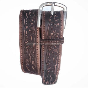 CEINTURE EN CUIR WESTERN EN RELIEF COWBOY RODEO CEINTURE EN CUIR DÉCONTRACTÉE GAUFRAGE FLORAL CEINTURE COWBOY À BOUCLE PLAQUÉE ARGENT - Product Image 3
