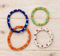 Gelang manik-manik bunga daisy floral boho multiwarna, bukan gelang karet, manik-manik kaca beras Nepal, gelang bohemian, gelang tangan boho