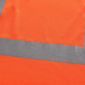 Unisex High Visibility Reflective Safety Shirt Breathable Water Resistant <b>Orange</b> Polyester Short Sleeve Workwear Chest Pocket - Product Image 5