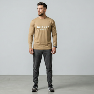 T-shirt à manches longues pour homme, vêtement sans marque, t-shirt en coton uni personnalisé, coupe ample, t-shirt à manches longues pour homme avec col rond - Product Image 4