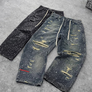 Pantalones Vaqueros de Mezclilla para Mujer, Estilo Deportivo, de Moda, de Cintura Alta, con Corte Acampanado, Casuales, con Perlas, Transpirables, de Invierno, con Cintura Elástica - Product Image 3