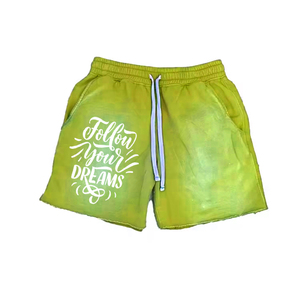 Short de survêtement vintage épais à cordon de serrage, style streetwear, avec deux poches latérales, effet délavé et vieilli, unisexe - Grande Vente - Product Image 6
