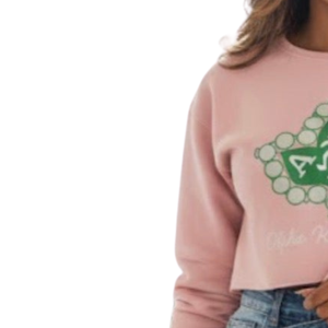 <b>Pink</b> Crop Ivy <b>Sweatshirt</b> for Women Classic Crewneck Long Sleeve Cropped Pullover Sorority Inspired Casual Fleece Fashion Street - Product Image 2