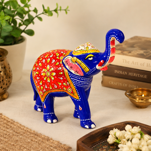Handcrafted Traditional Metal Meenakari <b>Elephant</b> Figurine | Eco-Friendly Blue Indian Statue for Home Decor & <b>Gifting</b> - Product Image 6