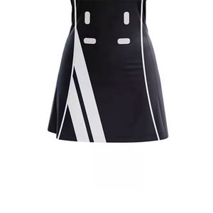 Women Black White Netball <b>Dress</b> Geometric Pattern Sport Skirt Breathable Polyester Sleeveless <b>Tank</b> <b>Top</b> Adult Uniform Wholesale - Product Image 1
