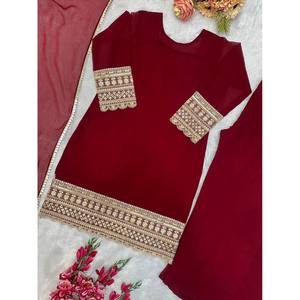 Ensemble de vêtements de soirée pour femmes de créateur Plazzo Dupatta - Product Image 4