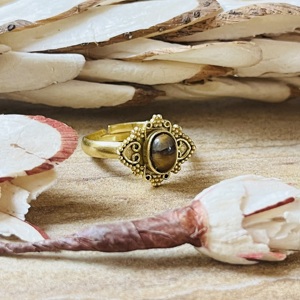 High Demand Tiger Eye Brass <b>Ring</b> Vintage Style Tribal Filigree <b>Statement</b> <b>Ring</b> Handmade Ornate Beaded Jewelry Wholesale <b>Ring</b> - Product Image 3