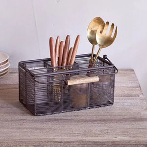 Soporte de Cubiertos de Metal Negro Vintage, Ideal para Uso Diario en la Cocina, Porta Cucharas y Tenedores para Mesa de Comedor, Cafetería y Restaurante - Product Image 1