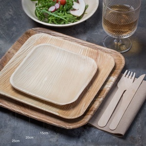 Eco Luxury Palm Leaf Square <b>Plates</b> 6 Inches Biodegradable <b>Disposable</b> Dinnerware for Fine Dining Restaurant and Hotel <b>Plates</b> Use - Product Image 5