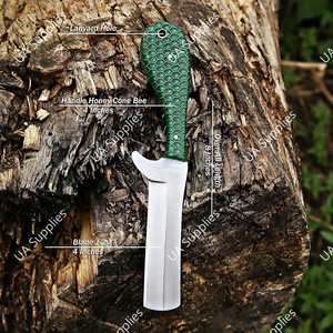 Cuchillo de caza y camping de acero inoxidable de espiga completa, hecho a mano, estilo vaquero occidental, tipo Bull Cutter, con diseño de panal de abeja y colores vibrantes, ¡el más vendido! - Product Image 2