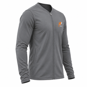Gray Full Zip Cycling Jersey Long Sleeve <b>Bike</b> Jacket Breathable Sports <b>Training</b> Top Custom Logo - Product Image 2