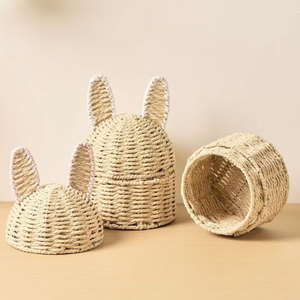 Woven Paper Bunny <b>Gift</b> Basket <b>Ramadan</b> Eid Mubarak Decoration Handmade Rabbit Basket Kids Party Favor <b>Gift</b> <b>Box</b> - Product Image 1