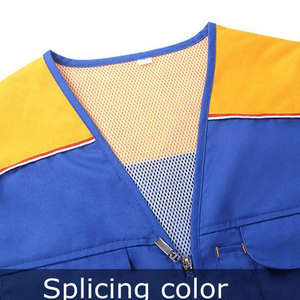 Chaleco de Trabajo Azul para Hombre con Cierre, Múltiples Bolsillos, Cuello en V, Transpirable, de Poliéster y Algodón, Ropa Casual para Primavera 2026 - Product Image 4